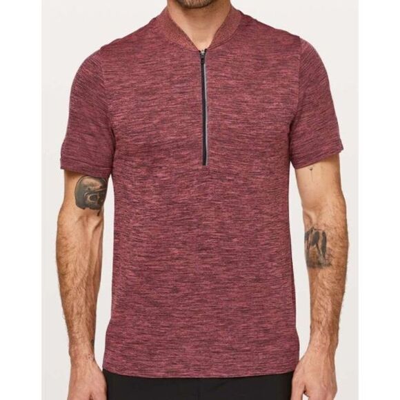 b1 Lululemon Metal Vent Tech Surge brick rose 1/2 zip Short Sleeve SHIRT TOP sz - Picture 1 of 7